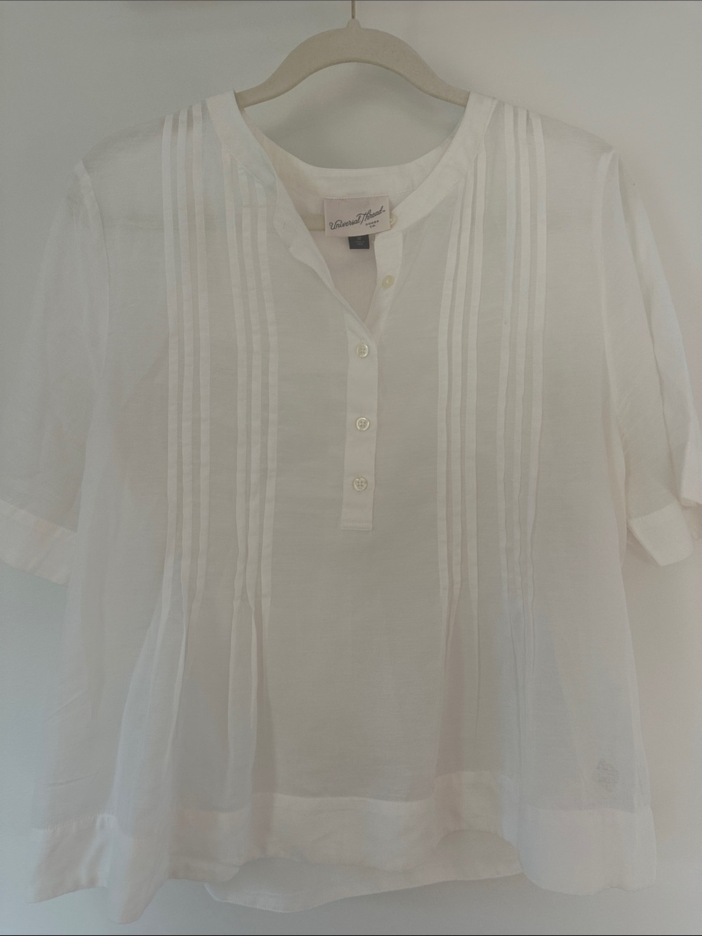 Universal treadWomen's White Pintuck Henley Blouse